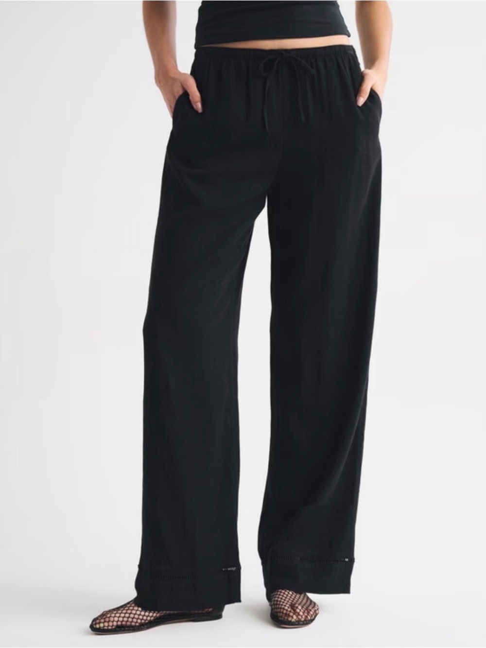 Abercrombie & Fitch Black Linen Trouser Pants